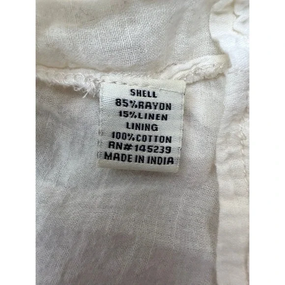 Sim &‎ Sam Linen Blend Midi Dress XL Beige Puff Sleeve Cottagecore Boho - Picture 6 of 8